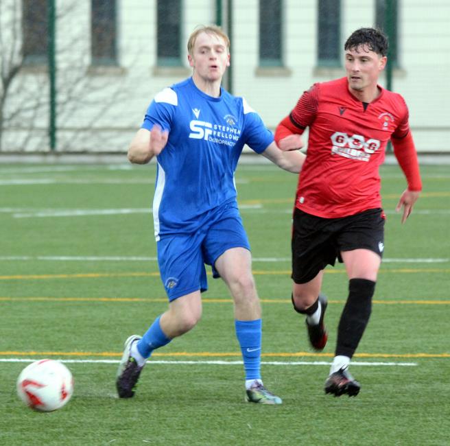 Iwan Howells - scored an early goal for Bridge which turned out to be the winner against Pennar. Picture Gordon Thomas